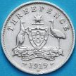 Монета Австралия 3 пенса 1919 год. Серебро.