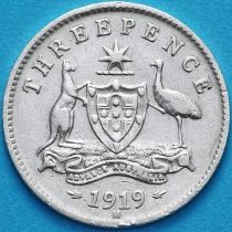 Австралия 3 пенса 1919 год. Серебро.