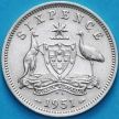 Монета Австралия 6 пенсов 1951 год. Серебро.