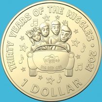 Австралия 1 доллар 2021 год. Wiggles: Энтони, Эмма, Лачи и Саймон