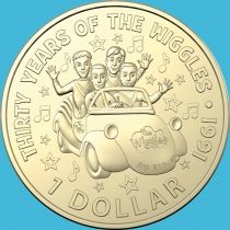 Австралия 1 доллар 2021 год. Wiggles: Энтони, Грег, Джефф и Мюррей