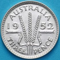 Австралия 3 пенса 1952 год. Георг VI Серебро.