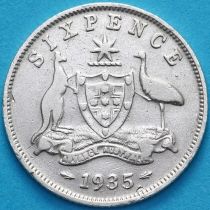 Австралия 6 пенсов 1935 год. Серебро.