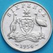 Монета Австралия 6 пенсов 1954 год. Серебро.