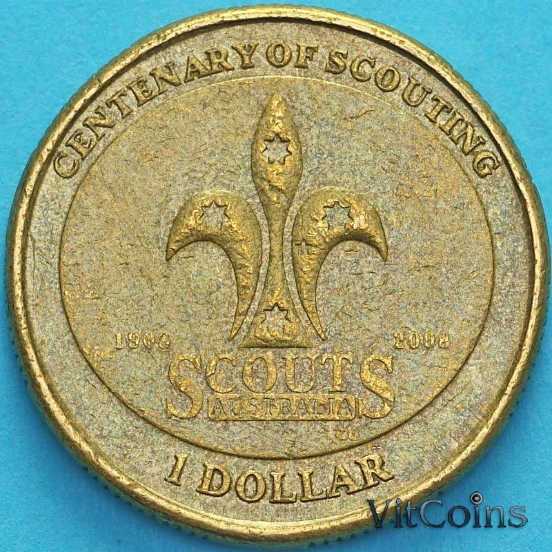 Монета Австралия 1 доллар 2008 год. Австралийские скауты. VF