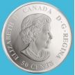 Монета Канада 50 центов 2009 год.  Калгари Флэймз, хоккеист. Буклет
