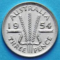 Австралия 3 пенса 1954 год. Елизавета II Серебро.