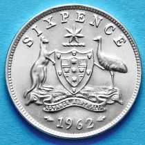 Австралия 6 пенсов 1962 год. Серебро.