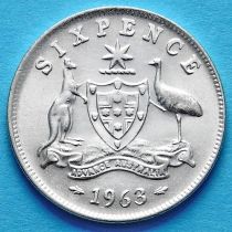 Австралия 6 пенсов 1963 год. Серебро.