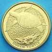Монета Австралии 1 доллар 2008 год. Зеленая черепаха.