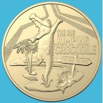Австралия 1 доллар 2023 год. Большой прыгающий крокодил на реке Аделаида