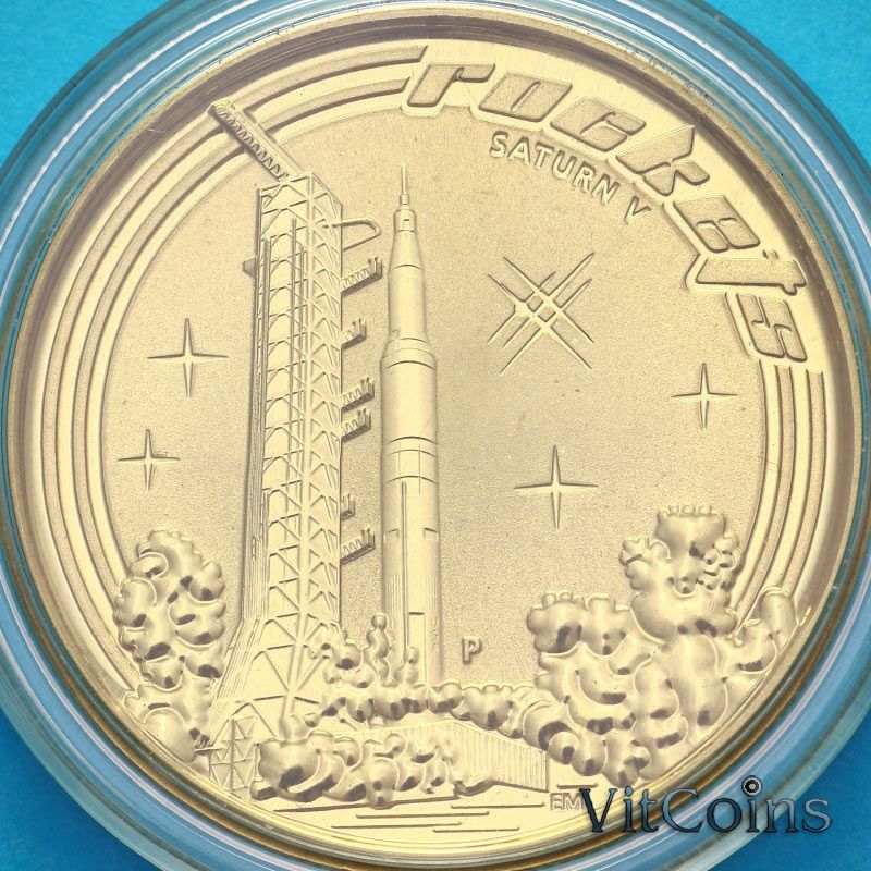 Монета Австралии 1 доллар 2009 год. Ракета Сатурн V