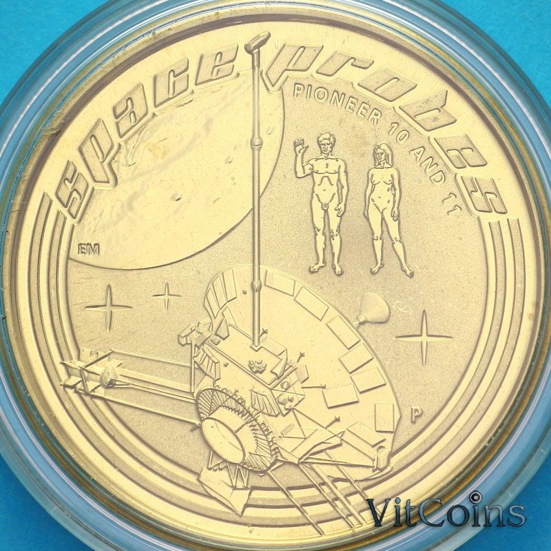 Монета Австралии 1 доллар 2009 год. Космические зонды Пионер 10 и 11
