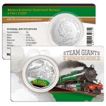 Австралия 50 центов 2025 год. Железные дороги Западной Австралии, Класс V1220. Блистер