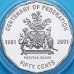Монета Австралия 50 центов 2001 год. 100 лет Федерации. Остров Норфолк. Пруф