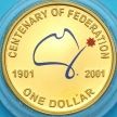 Монета Австралия 1 доллар 2001 год. 100 лет Федерации.. Цветная. Пруф.