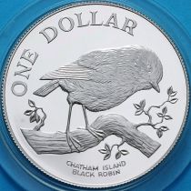 Новая Зеландия 1 Доллар 1984 год. Чатемская петроика. Серебро. Пруф