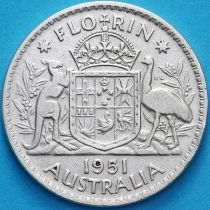 Австралия 1 флорин 1951 год. Серебро.