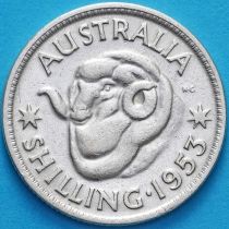 Австралия 1 шиллинг 1953 год. Елизавета II Серебро.