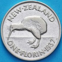Новая Зеландия 1 флорин 1937 год. Георг V. Серебро