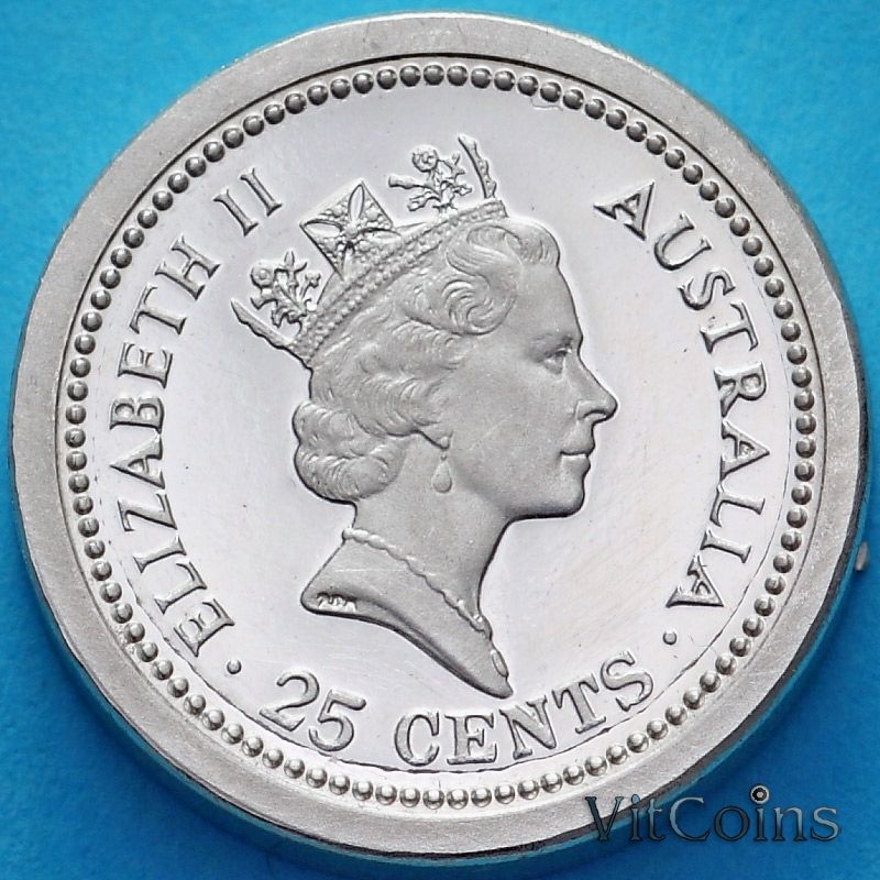 Монета Австралия 25 центов 1990 год. The Dump. Танцующие Мими. Пруф