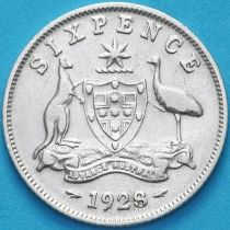 Австралия 6 пенсов 1928 год. Серебро.