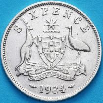 Австралия 6 пенсов 1934 год. Серебро.