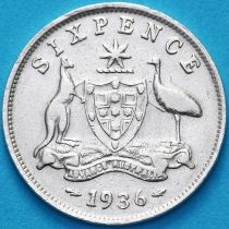 Австралия 6 пенсов 1936 год. Серебро.