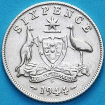 Австралия 6 пенсов 1944 год. S. Серебро.