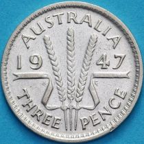 Австралия 3 пенса 1947 год. Георг VI Серебро.