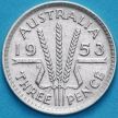 Монета Австралия 3 пенса 1953 год. Серебро