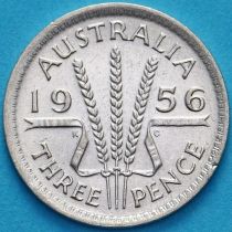 Австралия 3 пенса 1956 год. Елизавета II Серебро.