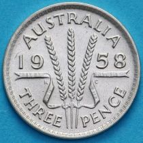 Австралия 3 пенса 1958 год. Елизавета II Серебро.