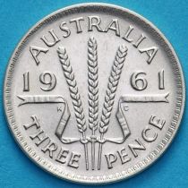 Австралия 3 пенса 1961 год. Елизавета II Серебро.