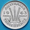 Монета Австралия 3 пенса 1963 год. Серебро
