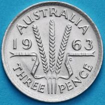 Австралия 3 пенса 1963 год. Елизавета II Серебро.