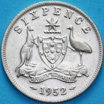 Австралия 6 пенсов 1952 год. Серебро. VF