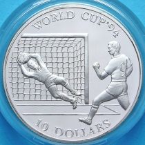 Острова Кука 10 долларов 1992 год. Футбол. Серебро