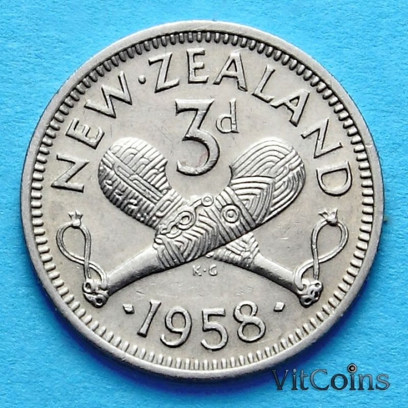 Монета Новой Зеландии 3 пенса 1956-1965 год. 
