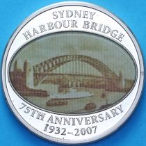 Острова Кука 50 центов 2007 год.  Мост Харбор-Бридж в Сиднее. Голограмма