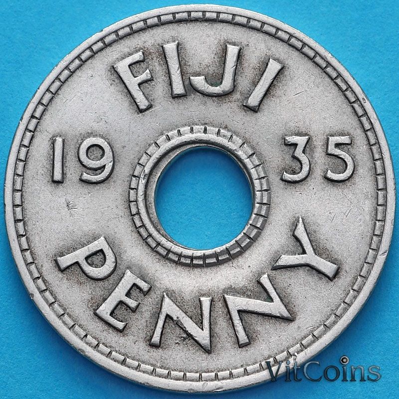 Монета Фиджи 1 пенни 1935 год.