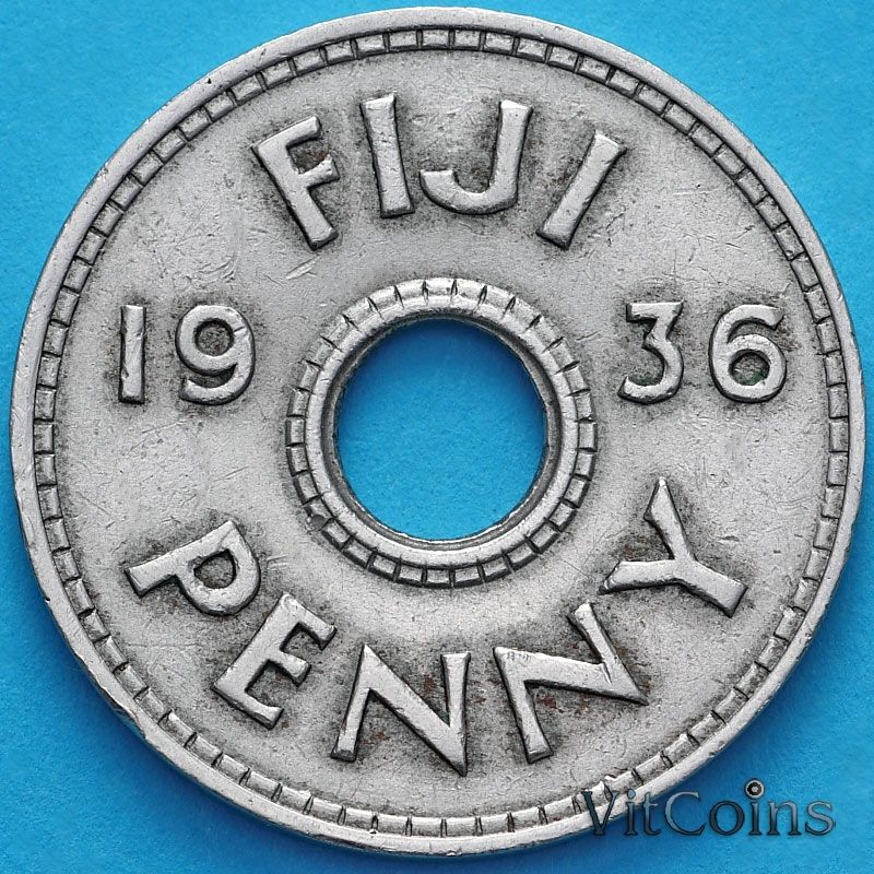 Монета Фиджи 1 пенни 1936 год.