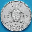 Монета Фиджи  6 пенсов 1937 год. Серебро.