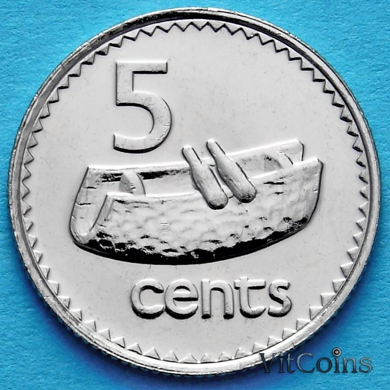 Монета Фиджи 5 центов 1990-1992 год.