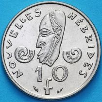 Новые Гебриды 10 франков 1977 год.