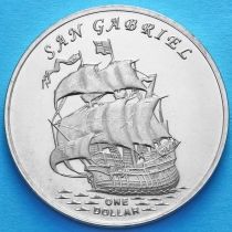 Острова Гилберта 1 доллар 2015 год. Корабль конкистадоров San Gabriel.