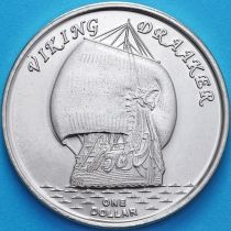Острова Гилберта 1 доллар 2019 год. Драккар викингов