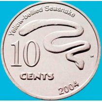 Кокосовые острова 10 центов 2004 год. Морская змея