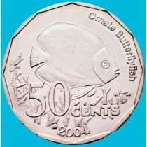 Кокосовые острова 50 центов 2004 год. Рыба-бабочка