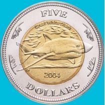 Кокосовые острова 5 долларов 2004 год. Акула